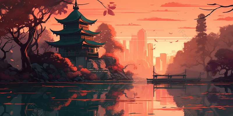 杭州西湖景点旅游中国风背景,插画/手绘图,插画/手绘图库,插画/手绘图下载,插画/手绘